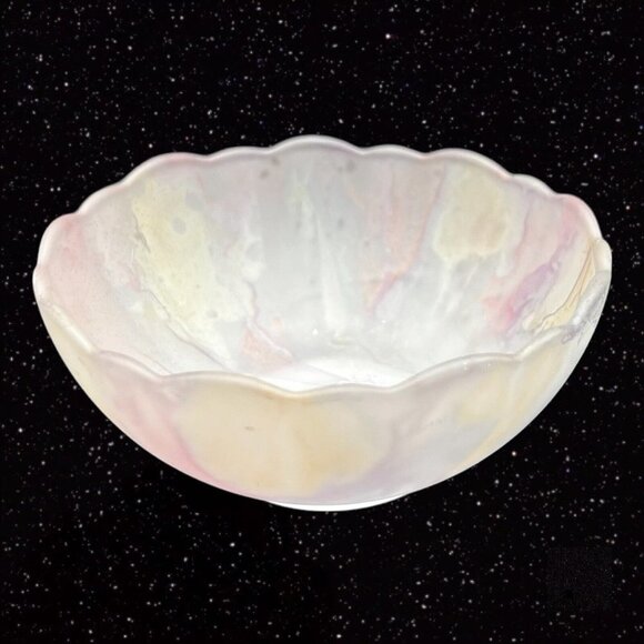Arcoroc Rueven Art Nouveau Frosted Pastel Watercolor Bowl France 2”T 3.75”W - Picture 1 of 8